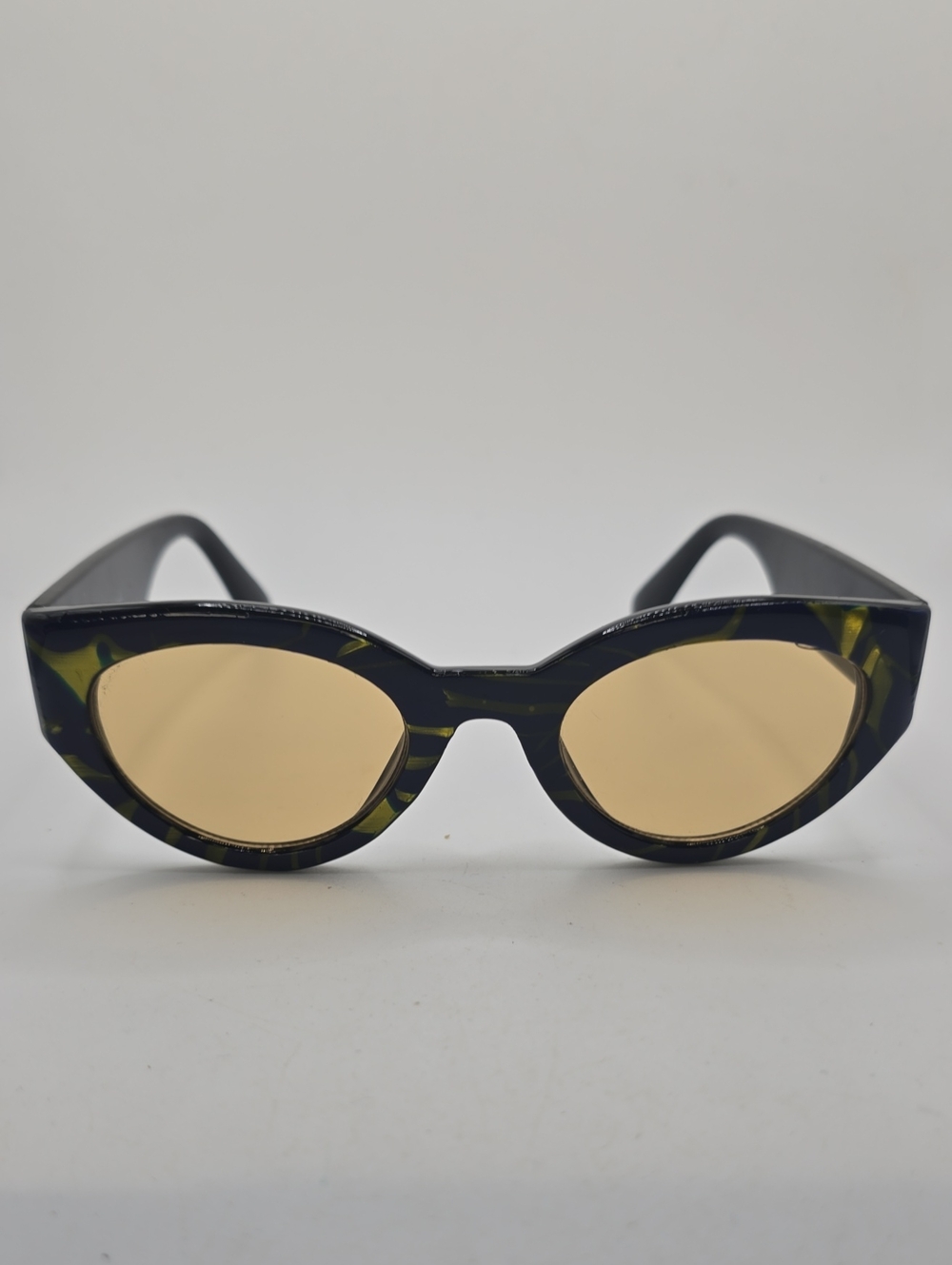 Free People Cat-Eye Sunglasses in Black and Olive Green